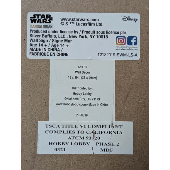 Silver Buffalo Star Wars The Mandalorian The Child "Wanted" 13 x 19" Wall Art - Picture 6 of 7